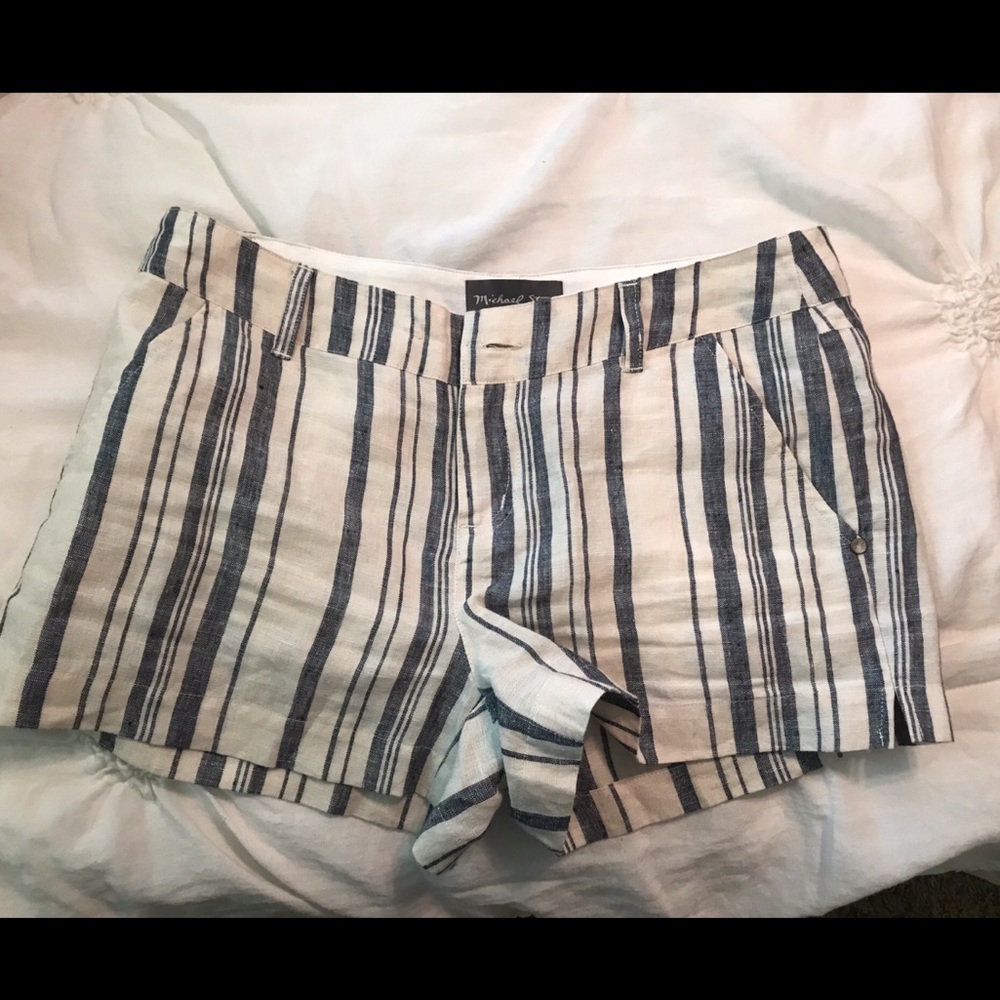 MICHAEL STARS STRIPED LINEN SHORTS